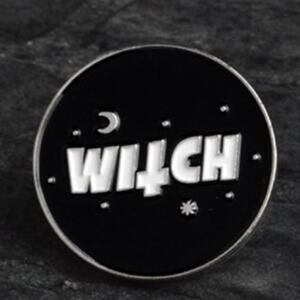 Round Black Witch Pin Brooch
